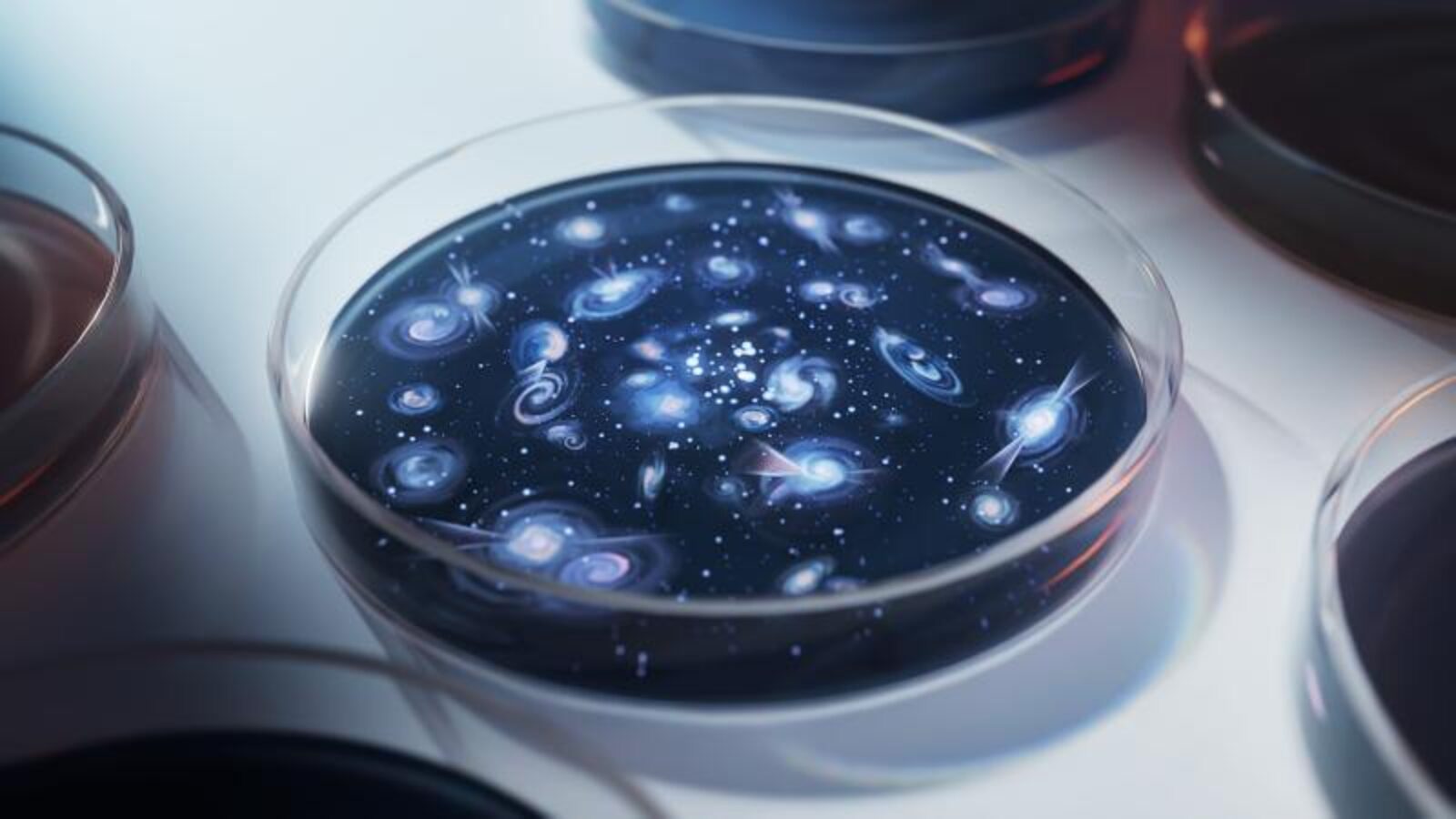 Illustration of galaxies in a Petri dish