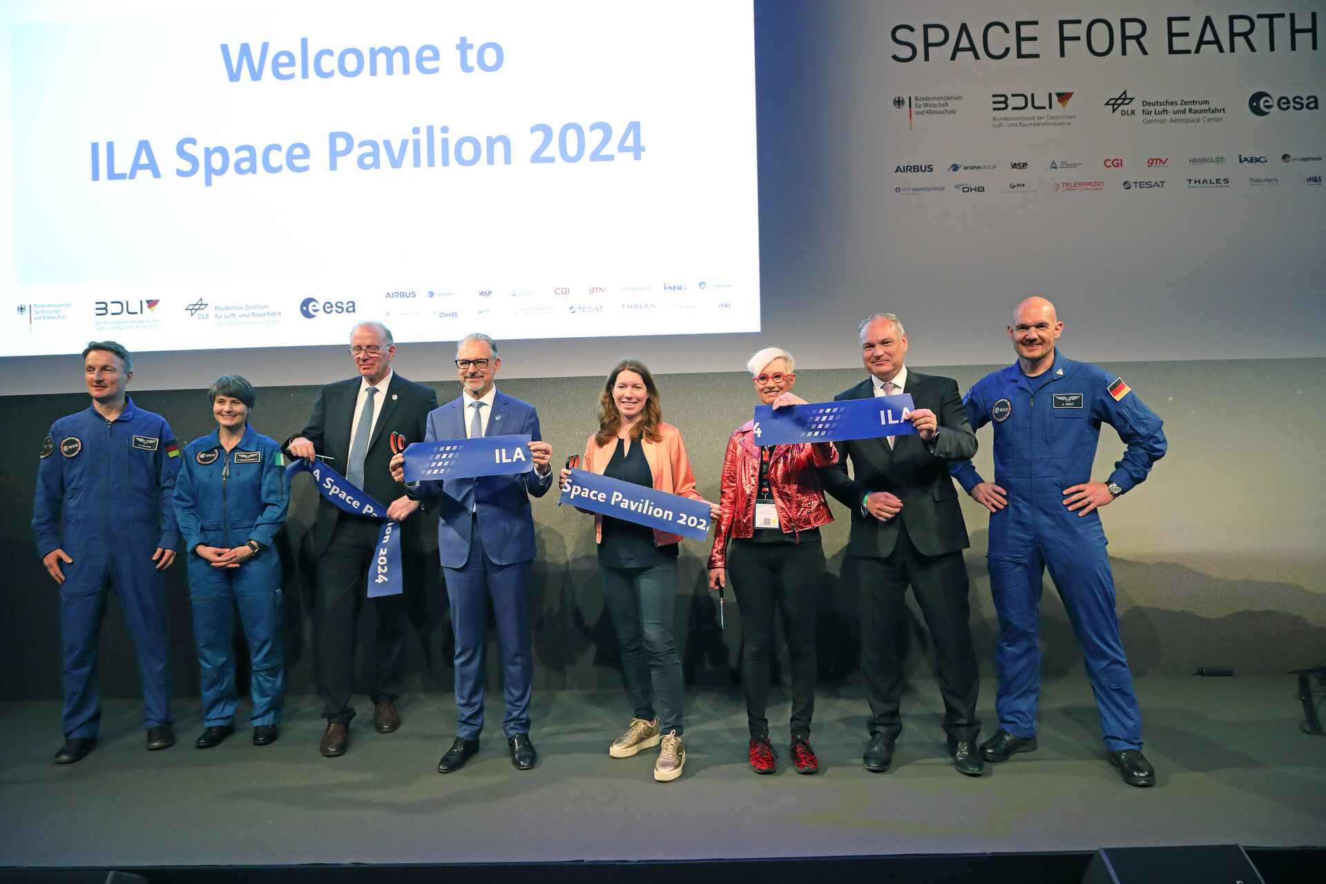 Ribbon-cutting ceremony at ILA Space Pavilion 2024.