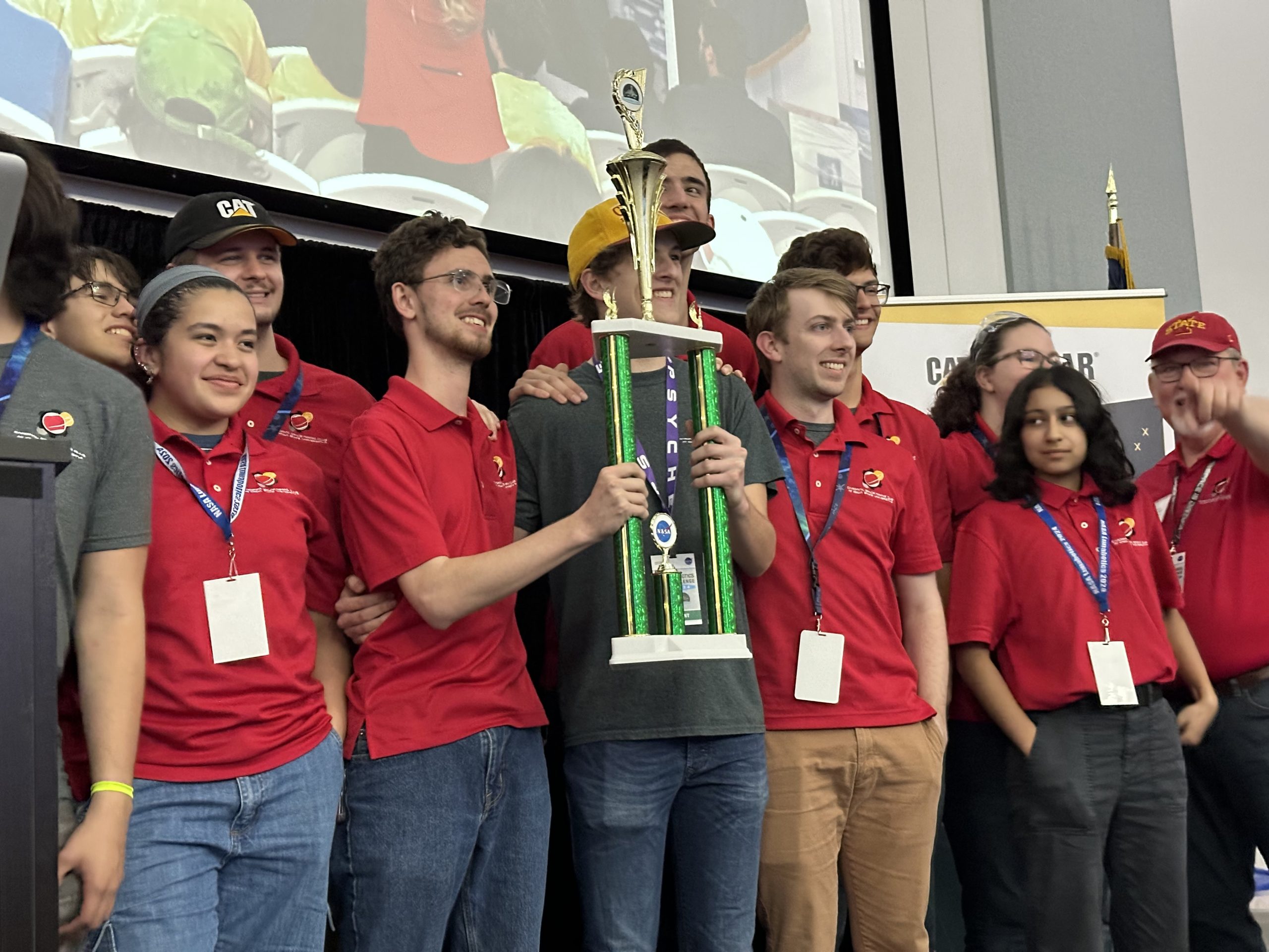 A team from Iowa accepts its Artemis grand prize award during NASA’s Lunabotics competition on Friday, May 17, 2024, at the Center for Space Education near the Kennedy Space Center Visitor Complex in Florida.